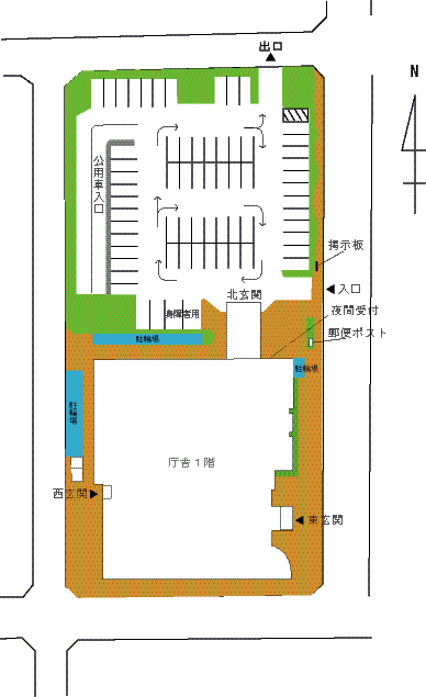 駐車場・駐輪場の位置の図