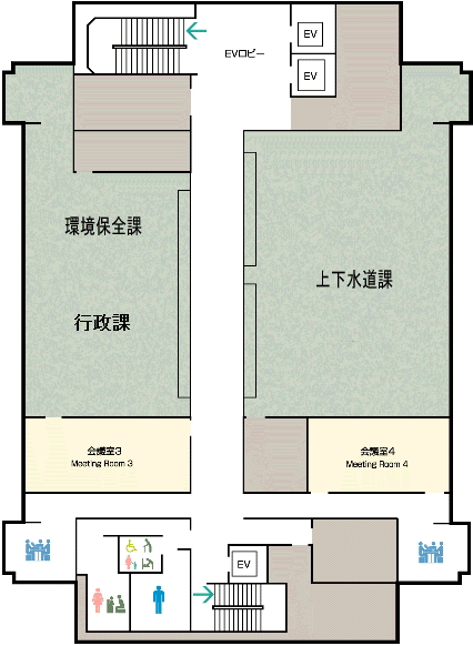 3階の見取り図　上下水道課・環境保全課・行政課